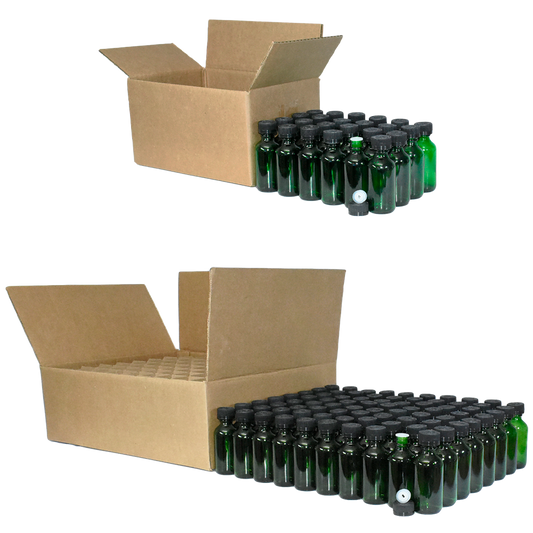 2 oz. Green Boston Round with Reducer and Black Child-Resistant Cap (20/400) (V23) (V6)