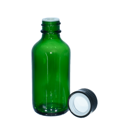 2 oz. Green Boston Round with Reducer and Black Child-Resistant Cap (20/400) (V23) (V6)