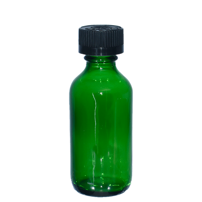 2 oz. Green Boston Round with Reducer and Black Child-Resistant Cap (20/400) (V23) (V6)