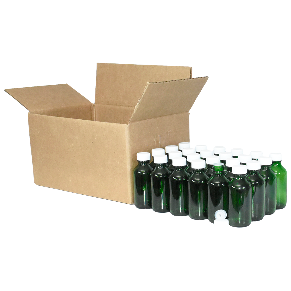 2 oz. Green Boston Round with Reducer and White Cap (20/400) (V23) (V1)