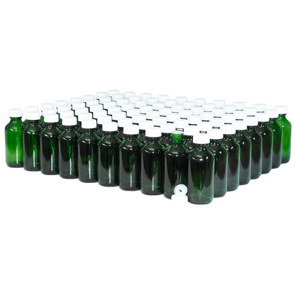 2 oz. Green Boston Round with Reducer and White Cap (20/400) (V23) (V1)