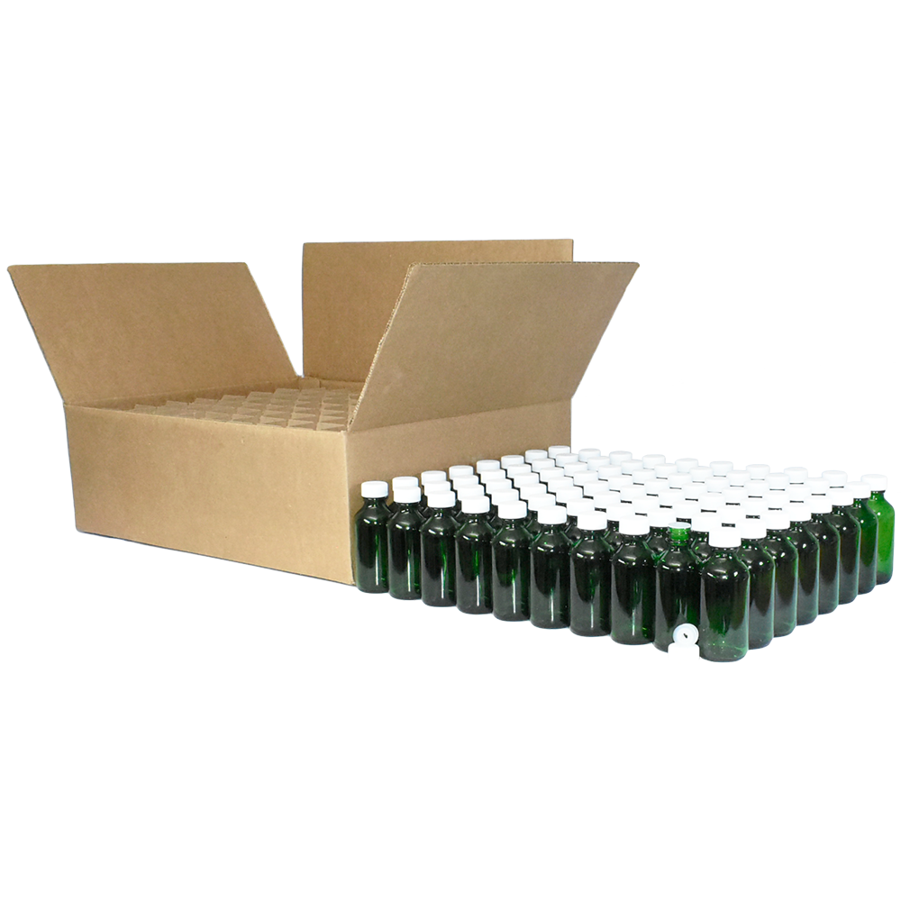2 oz. Green Boston Round with Reducer and White Cap (20/400) (V23) (V1)