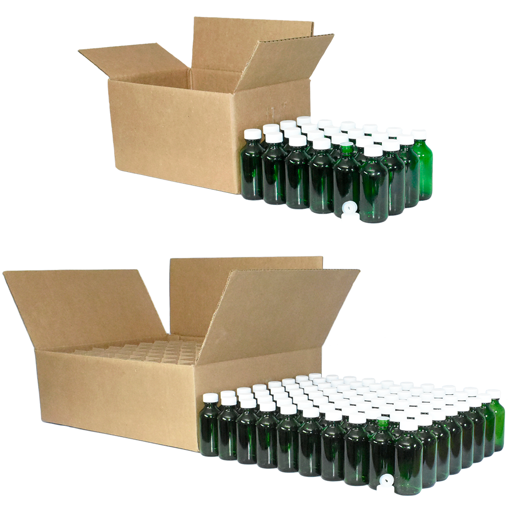 2 oz. Green Boston Round with Reducer and White Cap (20/400) (V23) (V1)