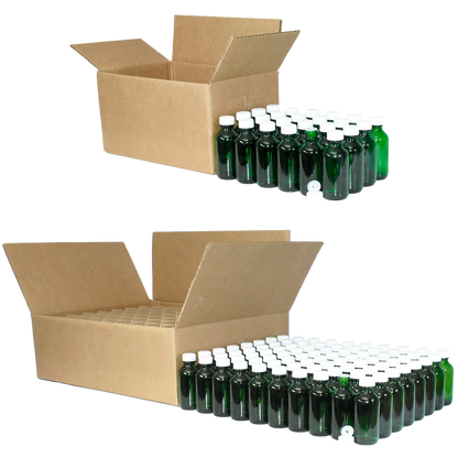 2 oz. Green Boston Round with Reducer and White Cap (20/400) (V23) (V1)