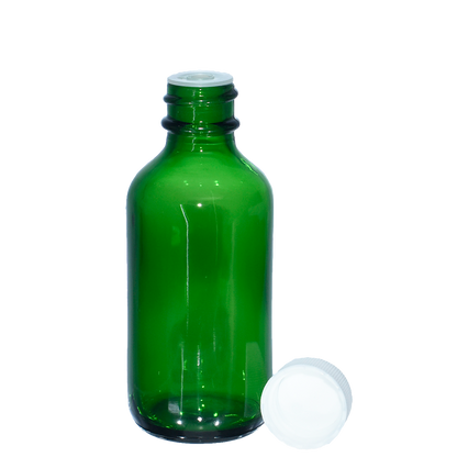 2 oz. Green Boston Round with Reducer and White Cap (20/400) (V23) (V1)