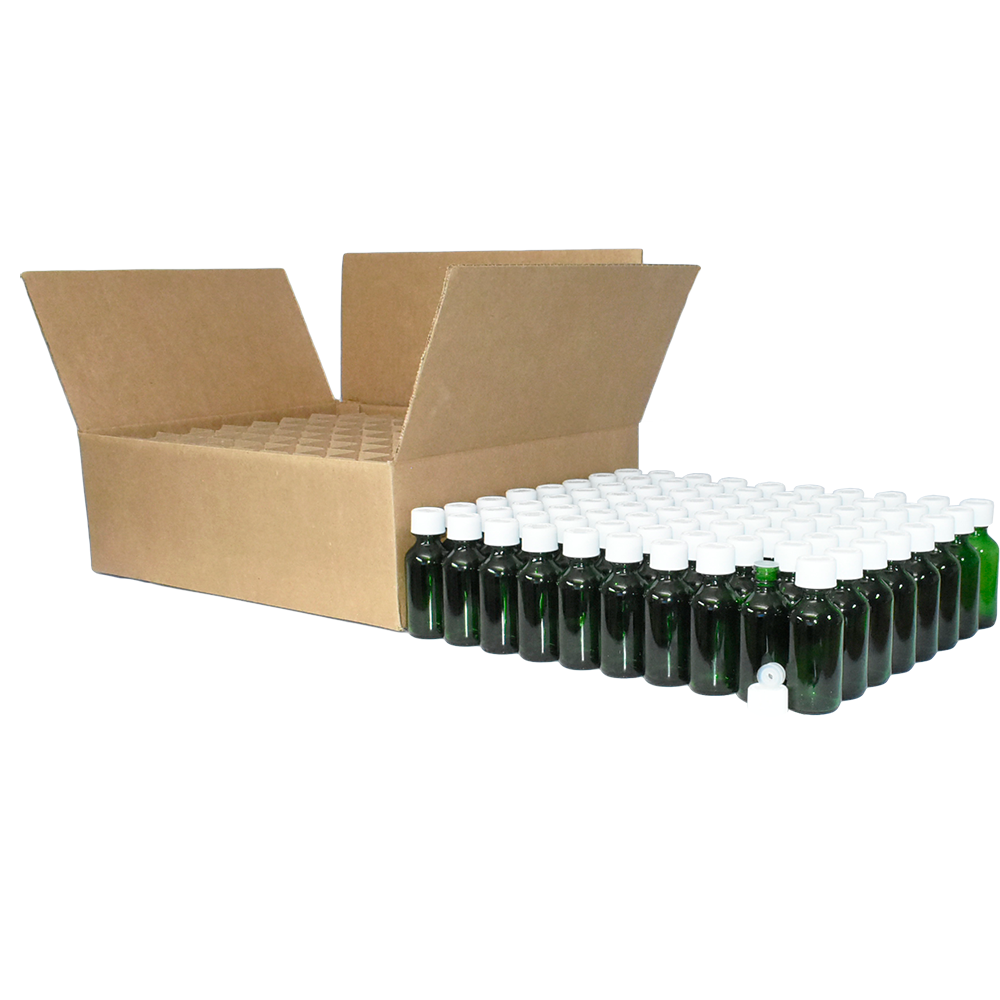 2 oz. Green Boston Round with Reducer and White Child-Resistant Cap (20/400) (V23) (V6)