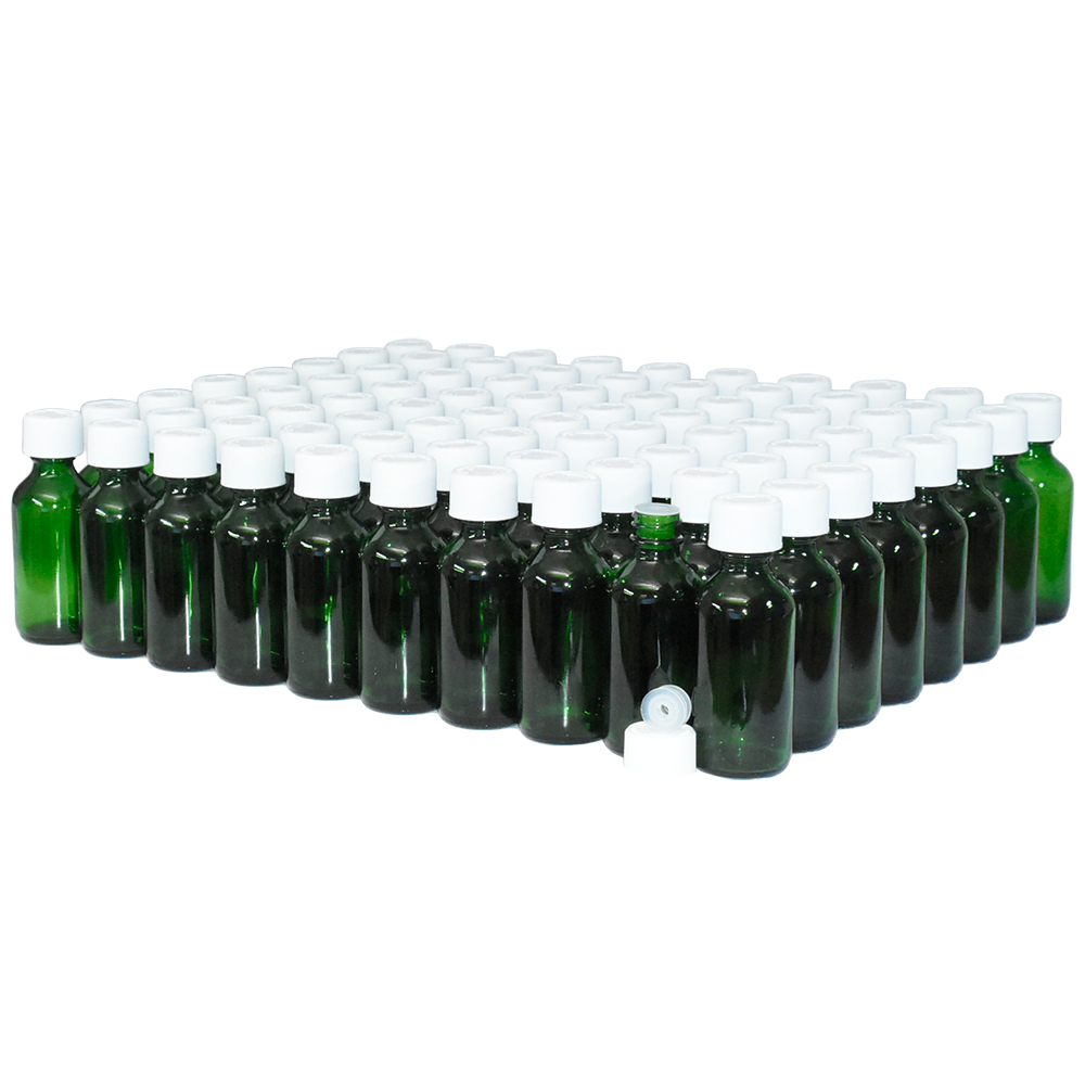 2 oz. Green Boston Round with Reducer and White Child-Resistant Cap (20/400) (V23) (V6)