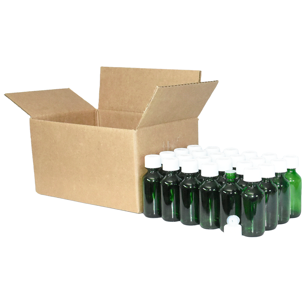 2 oz. Green Boston Round with Reducer and White Child-Resistant Cap (20/400) (V23) (V6)
