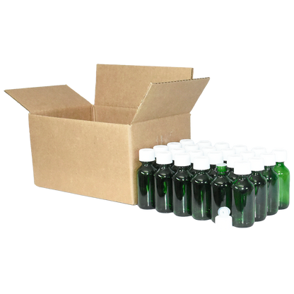 2 oz. Green Boston Round with Reducer and White Child-Resistant Cap (20/400) (V23) (V6)