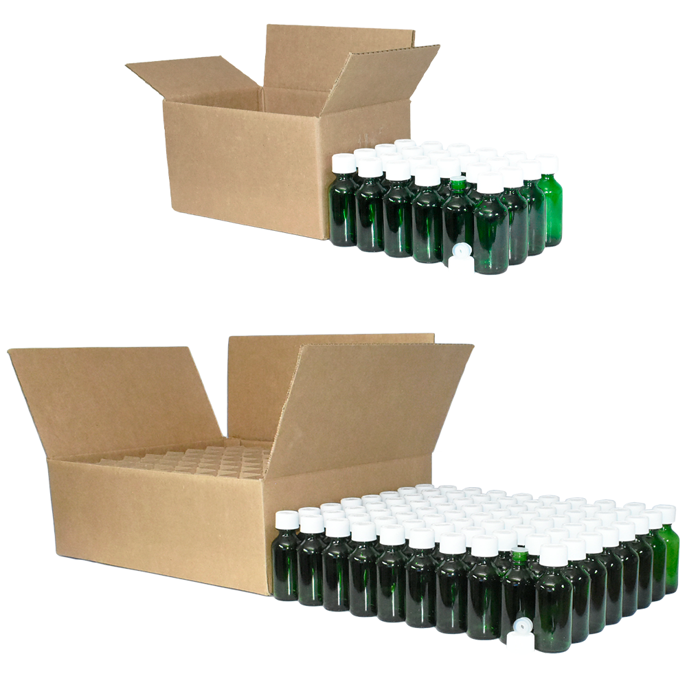 2 oz. Green Boston Round with Reducer and White Child-Resistant Cap (20/400) (V23) (V6)