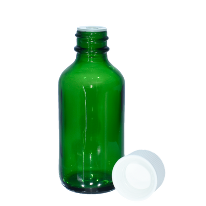 2 oz. Green Boston Round with Reducer and White Child-Resistant Cap (20/400) (V23) (V6)