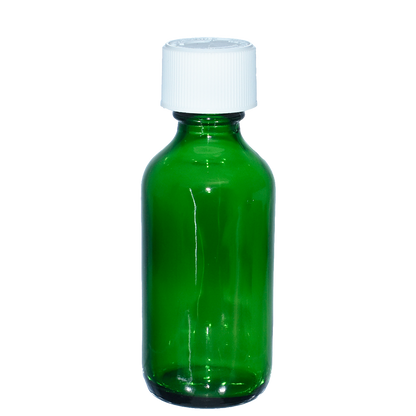 2 oz. Green Boston Round with Reducer and White Child-Resistant Cap (20/400) (V23) (V6)