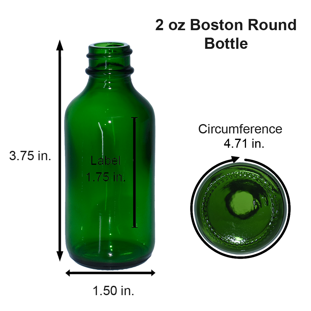 2 oz. Green Boston Round with Reducer and White Child-Resistant Cap (20/400) (V23) (V6)