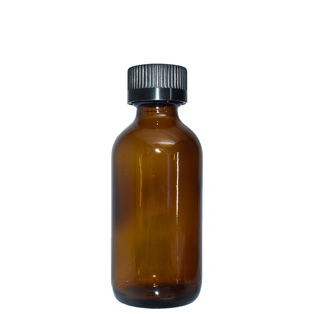 2 oz. Amber Boston Round with Black Child-Resistant Cap (20/400) (V23) (V6)