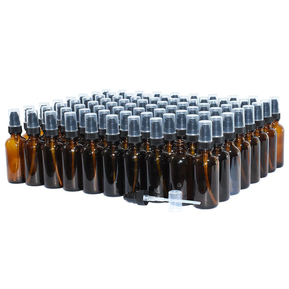 2 oz. Amber Boston Round with Black Treatment Pump (20/400) (V5) (V20)