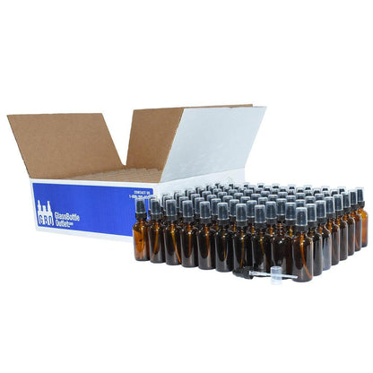 2 oz. Amber Boston Round with Black Treatment Pump (20/400) (V5) (V20)