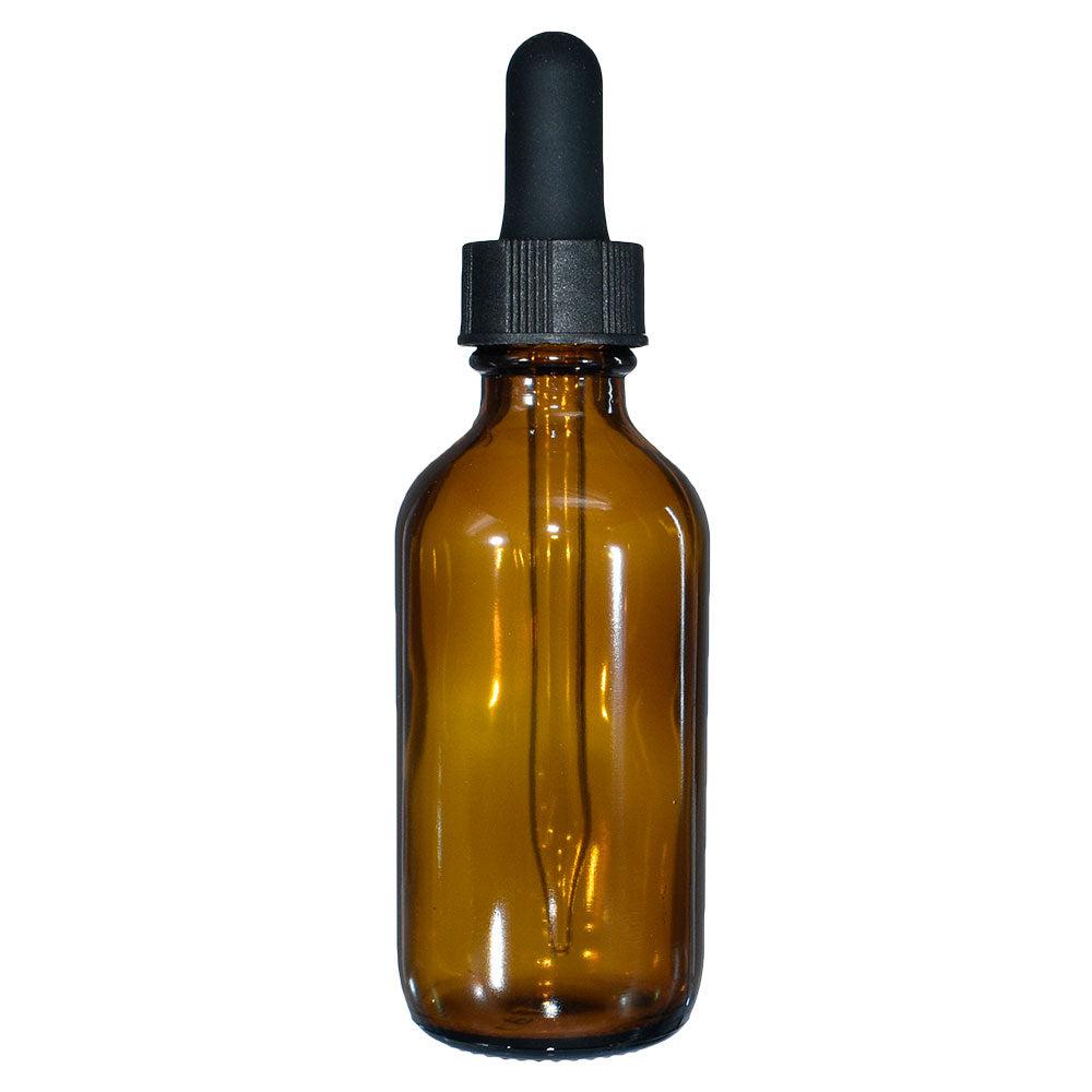 2 oz. Amber Boston Round with Large Bulb Black Glass Dropper (20/400) (V8) (V23)