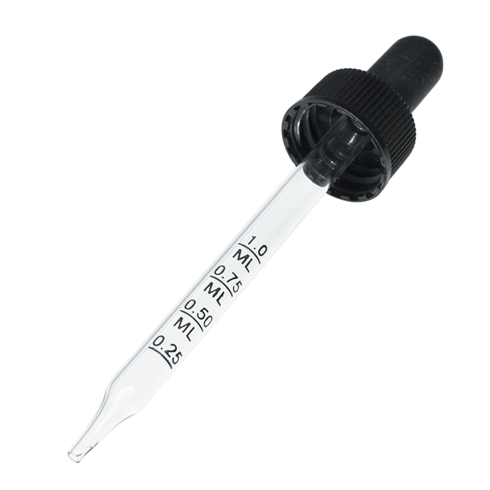 2 oz. Amber Boston Round with Large Bulb Graduated Black Glass Dropper (20/400) (V5) (V15)