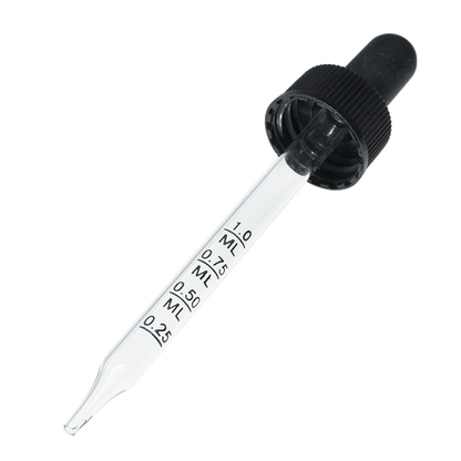 2 oz. Amber Boston Round with Large Bulb Graduated Black Glass Dropper (20/400) (V5) (V15)