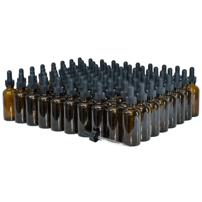 2 oz. Amber Boston Round with Large Bulb Graduated Black Glass Dropper (20/400) (V8) (V15)