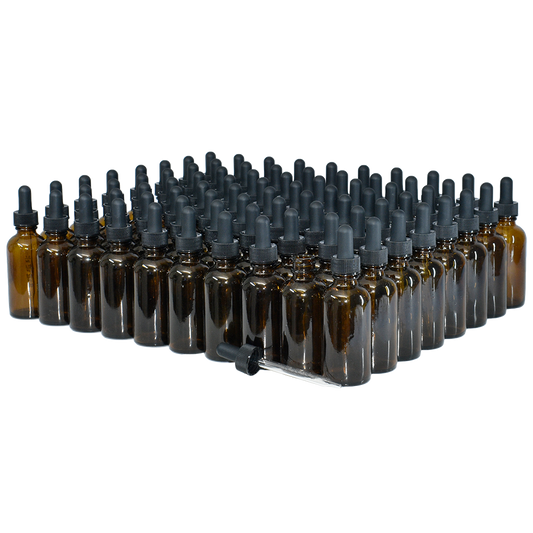2 oz. Amber Boston Round with Large Bulb Graduated Black Glass Dropper (20/400) (V8) (V15)