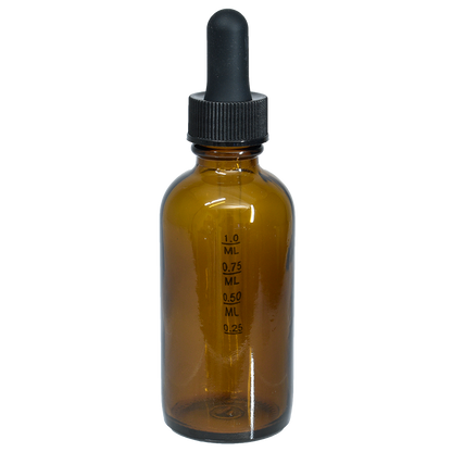 2 oz. Amber Boston Round with Large Bulb Graduated Black Glass Dropper (20/400) (V8) (V15)