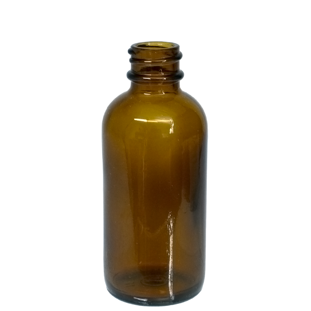 2 oz. Amber Boston Round with Large Bulb Graduated Black Glass Dropper (20/400) (V8) (V15)