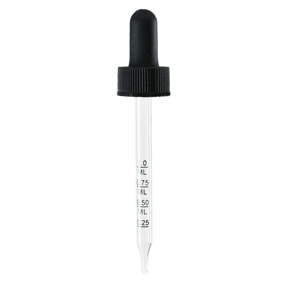 2 oz. Amber Boston Round with Large Bulb Graduated Black Glass Dropper (20/400) (V8) (V15)
