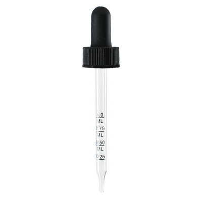 2 oz. Amber Boston Round with Large Bulb Graduated Black Glass Dropper (20/400) (V8) (V15)