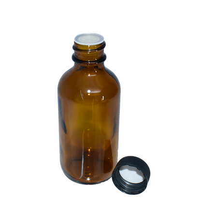 2 oz. Amber Boston Round with Reducer and Black Cap (20/400) (V23) (V6)