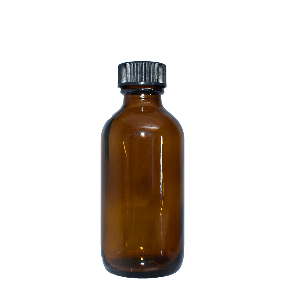 2 oz. Amber Boston Round with Reducer and Black Cap (20/400) (V23) (V6)