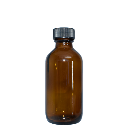 2 oz. Amber Boston Round with Reducer and Black Cap (20/400) (V23) (V6)