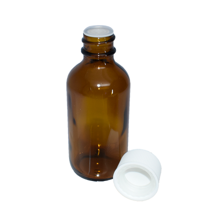 2 oz. Amber Boston Round with Reducer and White Child-Resistant Cap (20/400) (V23) (V1)