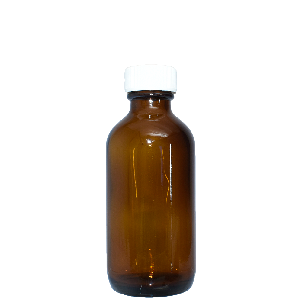2 oz. Amber Boston Round with White Cap (20/400) (V23) (V1)