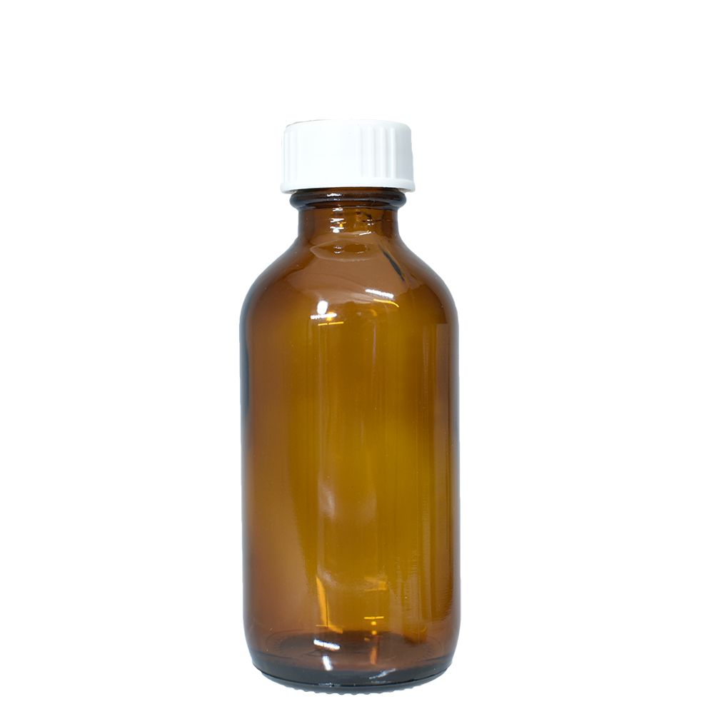 2 oz. Amber Boston Round with White Cone Cap (20/400) (V23) (V20)