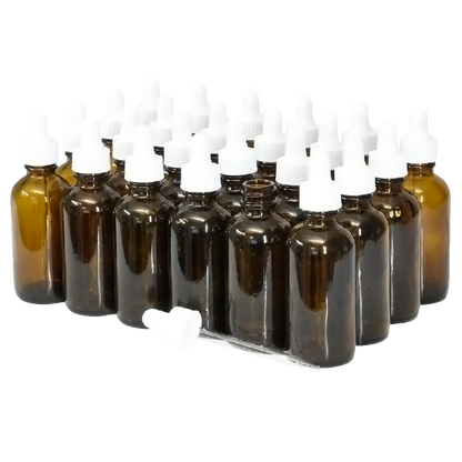 2 oz. Amber Boston Round with White Glass Dropper (20/400) (V5) (V8)