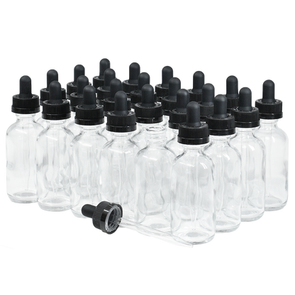 2 oz. Clear Boston Round with Black Child-Resistant Glass Dropper (20/400) (V5) (V8)