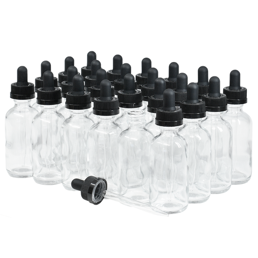 2 oz. Clear Boston Round with Black Child-Resistant Glass Dropper (20/400) (V5) (V8)