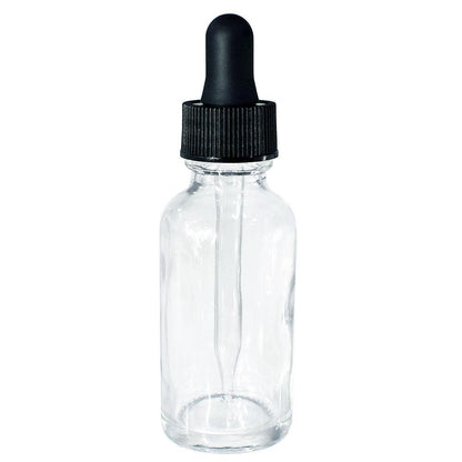 2 oz. Clear Boston Round with Black Glass Dropper (20/400) (V8) (V8)