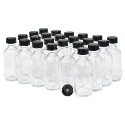 2 oz. Clear Boston Round with Black Poly Cone Cap (20/400) (V20) (V20)