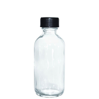 2 oz. Clear Boston Round with Black Poly Cone Cap (20/400) (V23) (V20)