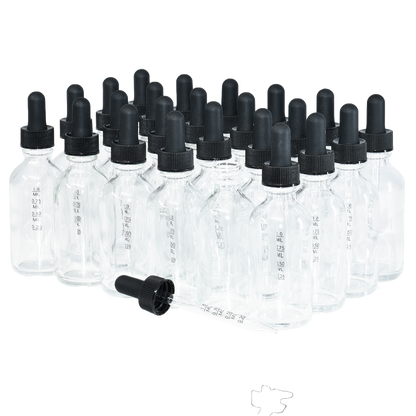2 oz. Clear Boston Round with Large Bulb Graduated Black Glass Dropper (20/400) (V23) (V15)