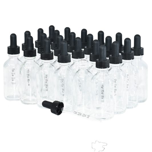2 oz. Clear Boston Round with Large Bulb Graduated Black Glass Dropper (20/400) (V23) (V15)