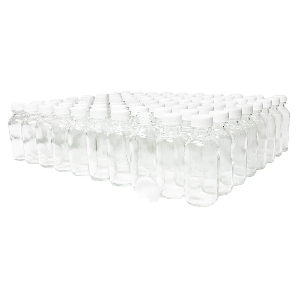 2 oz. Clear Boston Round with Reducer and White Cap (20/400) (V20) (V1)