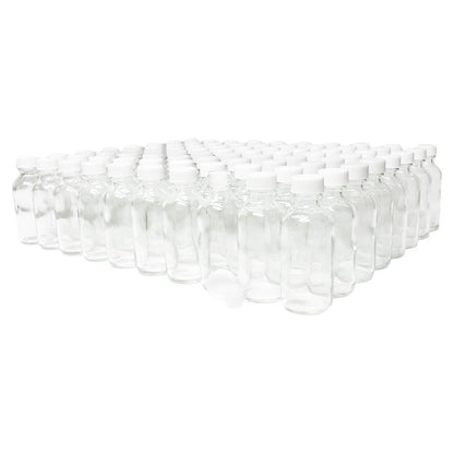 2 oz. Clear Boston Round with Reducer and White Cap (20/400) (V20) (V1)
