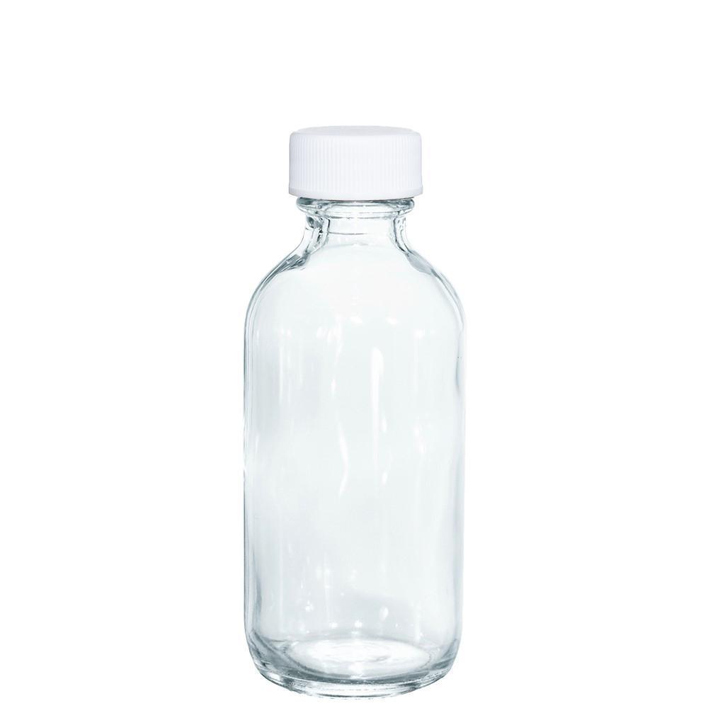 2 oz. Clear Boston Round with White Cap (20/400) (V23) (V1)