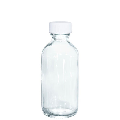2 oz. Clear Boston Round with White Cap (20/400) (V23) (V1)