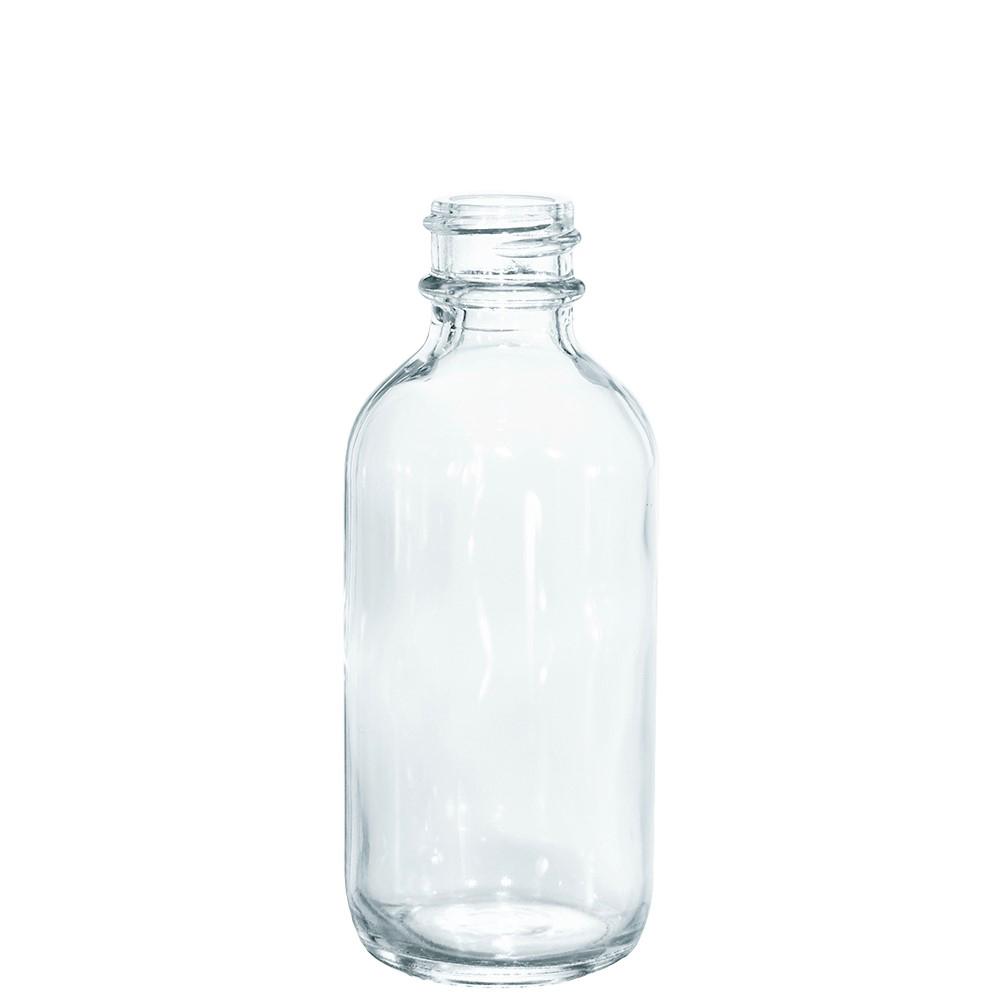 2 oz. Clear Boston Round with White Cap (20/400) (V23) (V1)