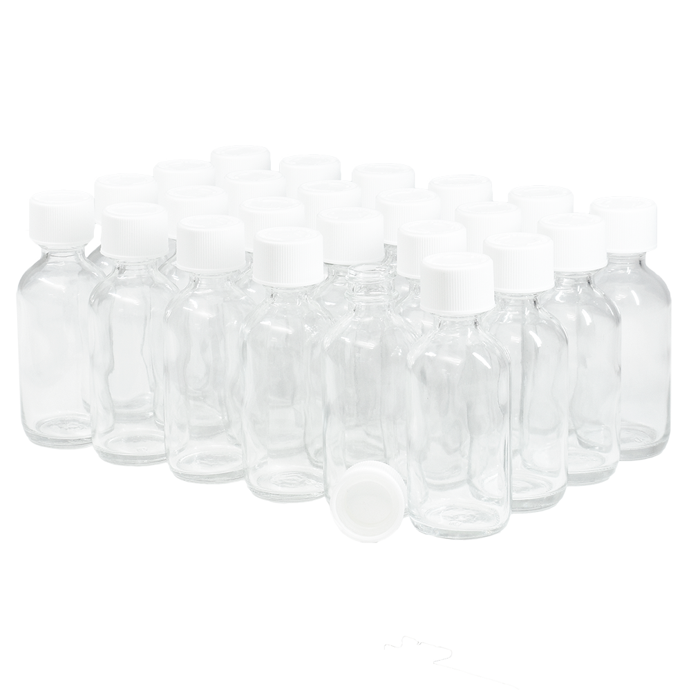 2 oz. Clear Boston Round with White Child-Resistant Cap (20/400) (V20) (V1)