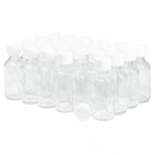 2 oz. Clear Boston Round with White Child-Resistant Cap (20/400) (V20) (V1)